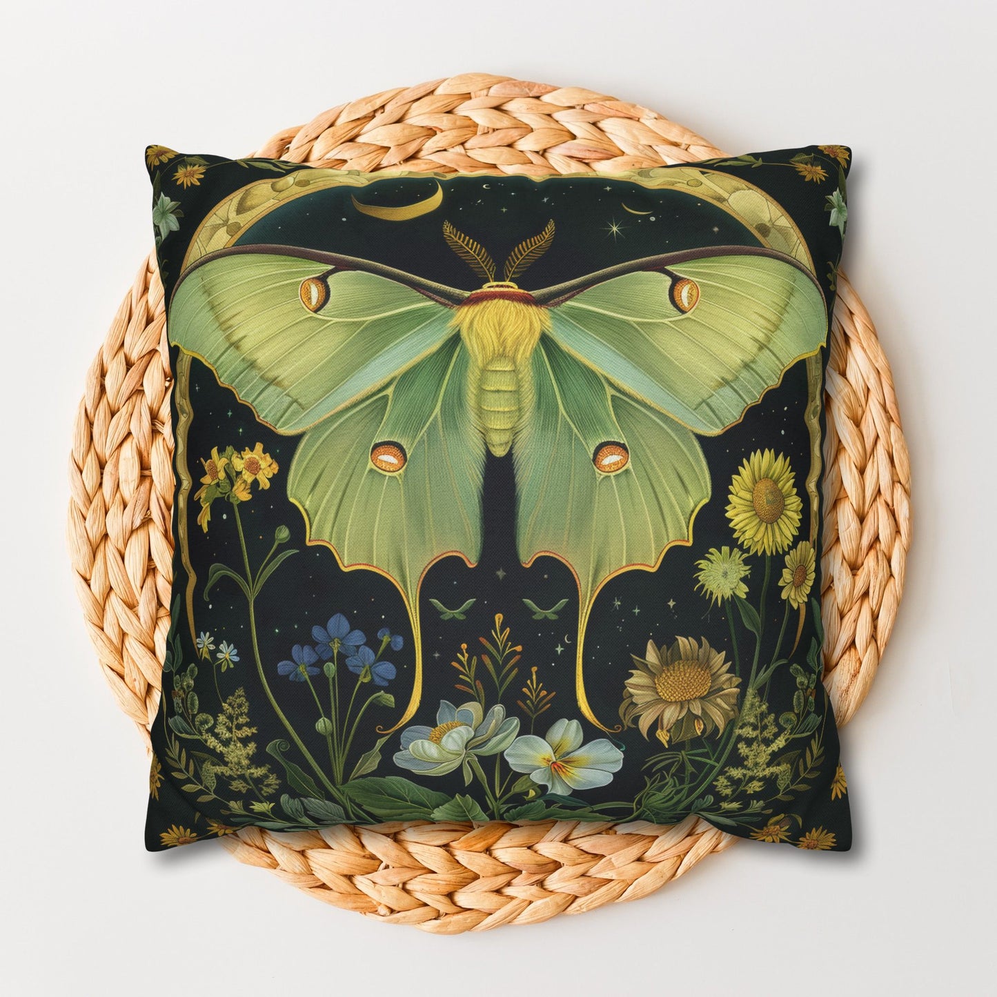 Luna Moth Crescent Moon Pillowcase