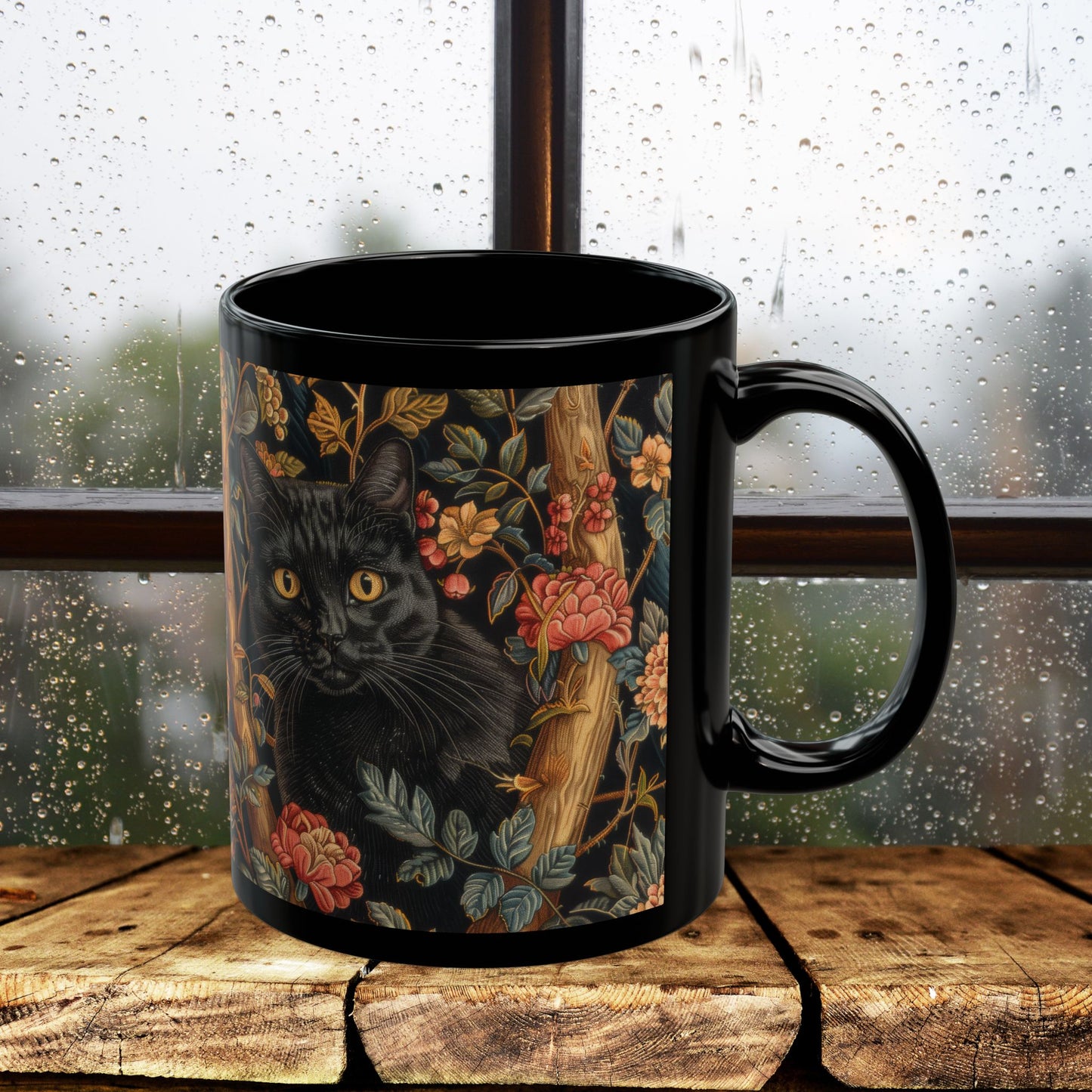 Gothic Black Cat Mug - Cozy Coffee Cup for Cat Lovers, Stylish Drinkware for Home, Unique Gift for Halloween, Floral Cat Design, [...]