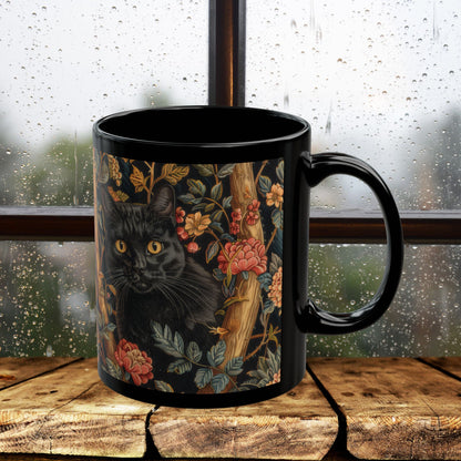 Gothic Black Cat Mug - Cozy Coffee Cup for Cat Lovers, Stylish Drinkware for Home, Unique Gift for Halloween, Floral Cat Design, [...]