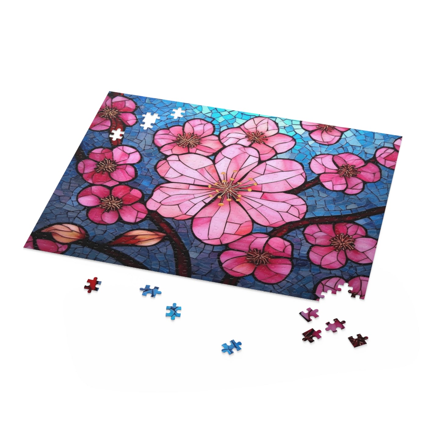 Stained Glass Cherry Blossom Jigsaw Puzzle (120, 252, 500-Piece)  Gift-Ready Box, Adult Jigsaw Puzzle, Gift Him Her