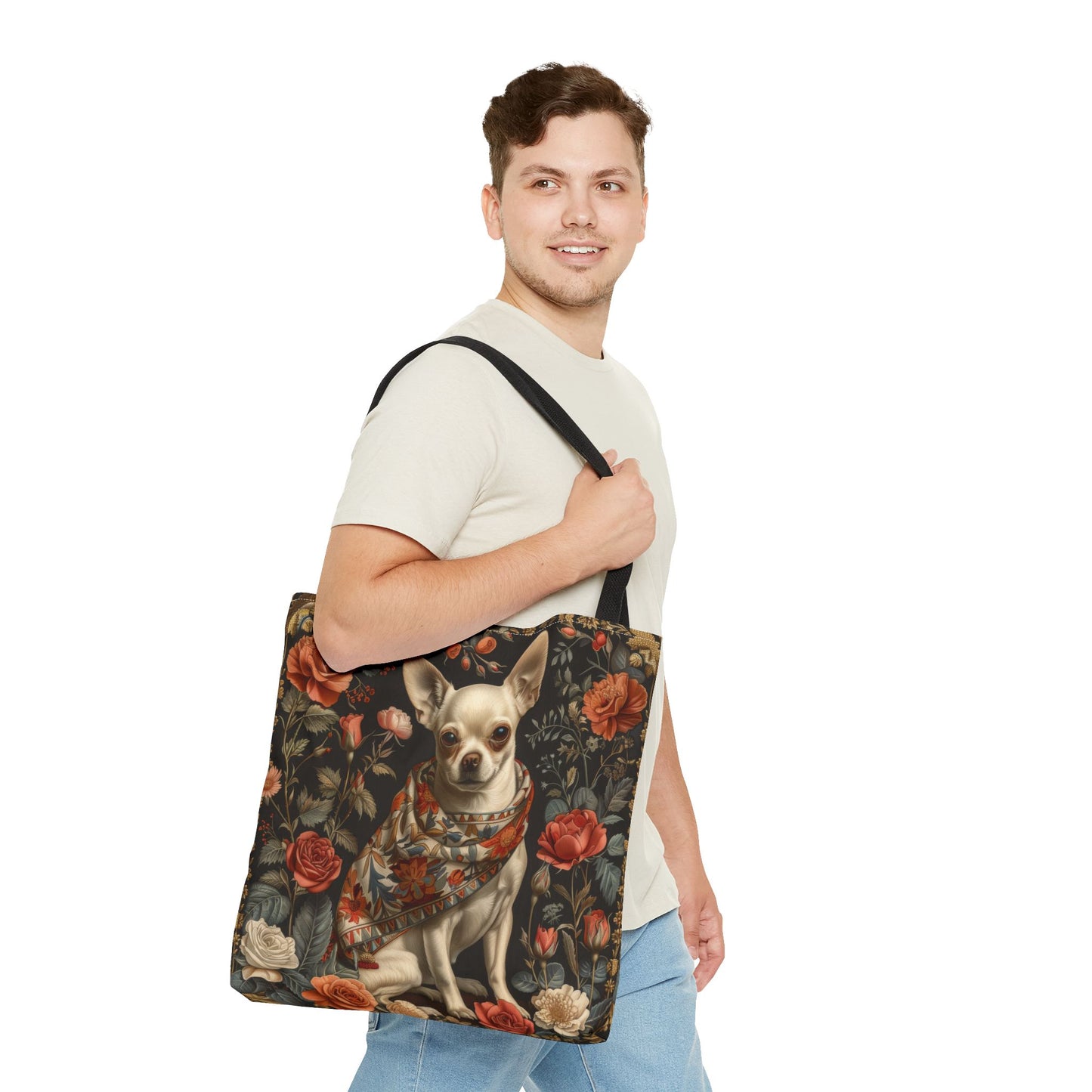 William Morris Inspired Chihuahua Tote Bag, Eco-Friendly Carryall