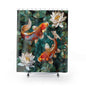 Faux Stained Glass Koi Fishes Water Lily Polyester Shower Curtain