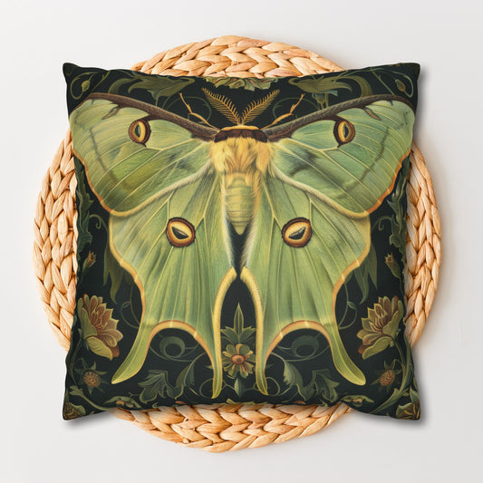Woodland Luna Moth Pillowcase, William Morris Inspired | Cottage-core Pillow