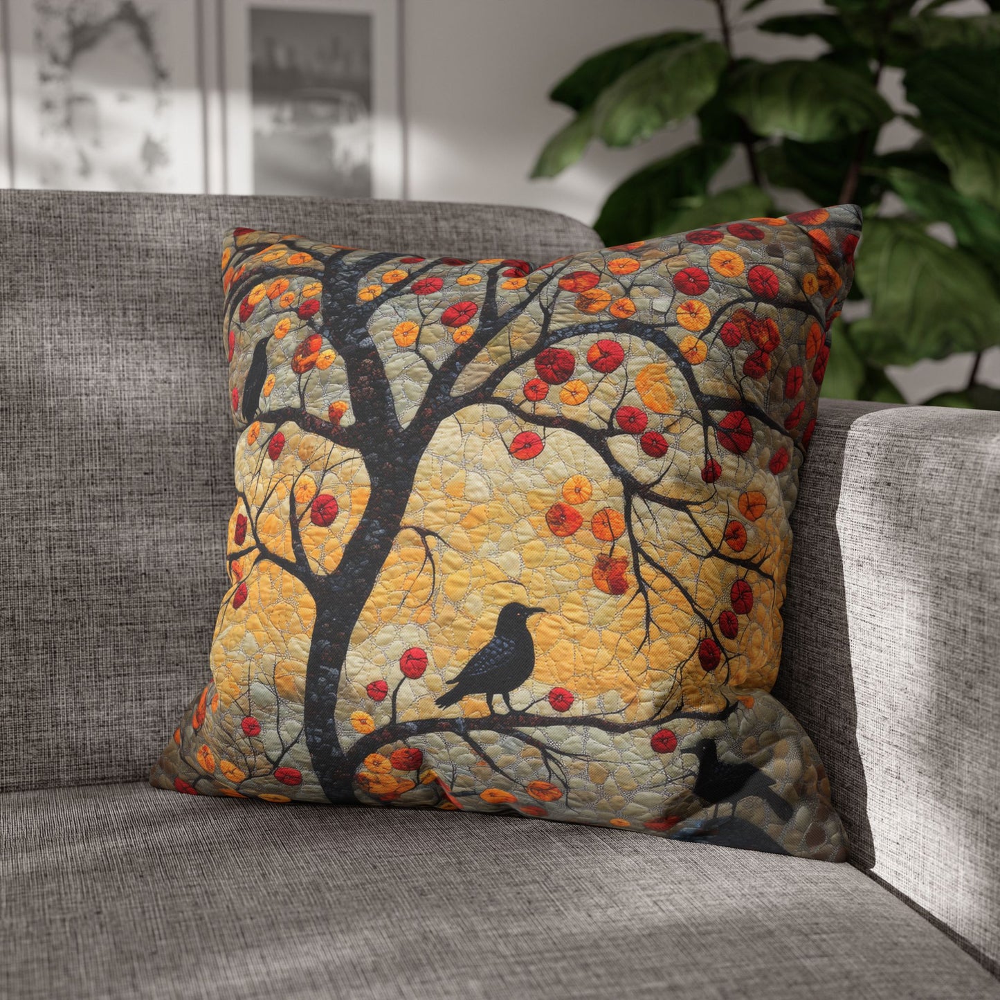 Crows With Autumn OakTree Pillowcase