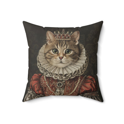 Rococo Royal Cat Square Pillow, Fun Home Decor, Cat Lover Gift, Unique Cushion, Pet Themed Gift, Cozy Living Room Accent