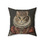 Rococo Royal Cat Square Pillow, Fun Home Decor, Cat Lover Gift, Unique Cushion, Pet Themed Gift, Cozy Living Room Accent