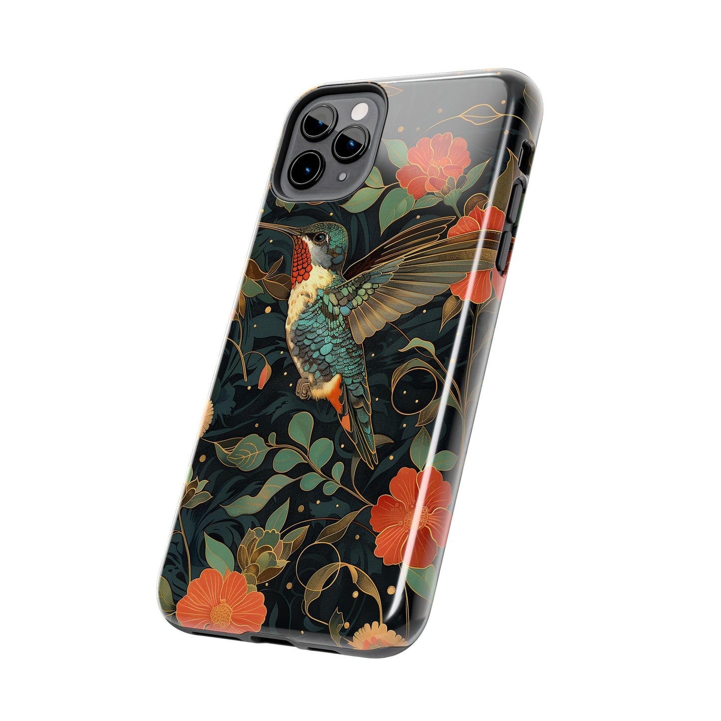 Art Deco Hummingbird Print in The Style of William Morris iPhone Tough Case