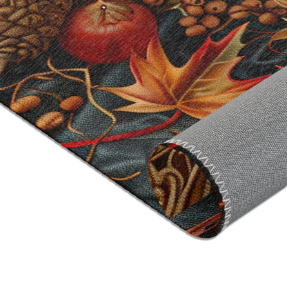 Hedgehog Acorns Autumn Leaves, Art Deco Style Home Decor, Hedgehog Rectangle Area Rug, Hedgehog Living Room Fall Season Carpet Decor