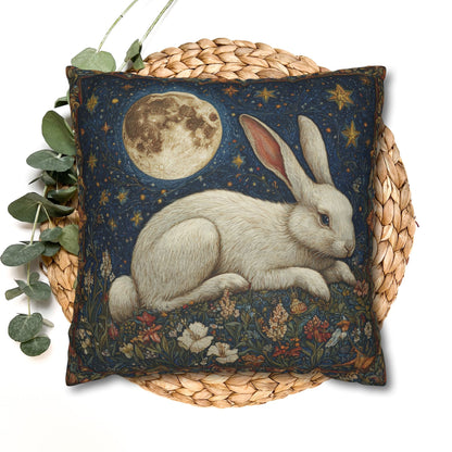 Victorian Whimsy Full Moon Rabbit Decorative Pillowcase