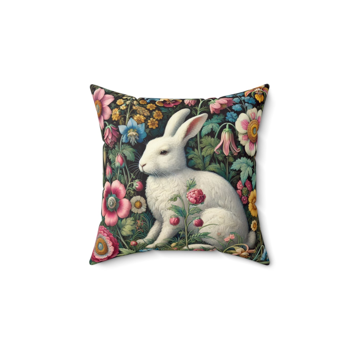 Whimsical Floral Rabbit Pillow, Cute Home Decor, Spring Accent Cushion, Easter Decoration, Garden Vibe, Gift Idea