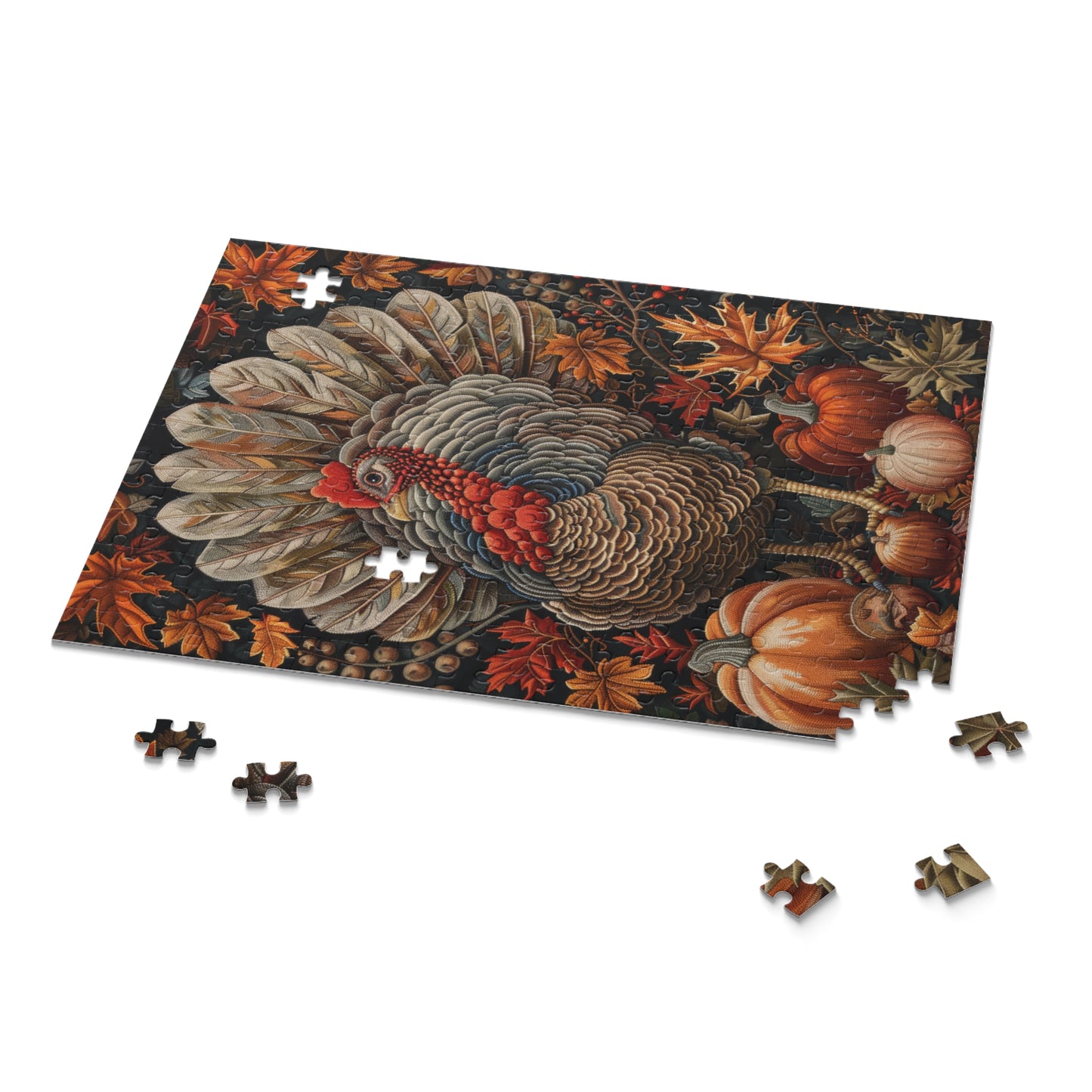 Thanksgiving Turkey Pumpkins Jigsaw Puzzle (120, 252, 500-Piece) Gift-Ready Box, Adult Jigsaw Puzzle