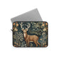 Woodland Deer Laptop Sleeve, William Morris Inspired Forest Botanical Art Case, Elegant Nature Animal Laptop Cover (12”, 13”, 15”)