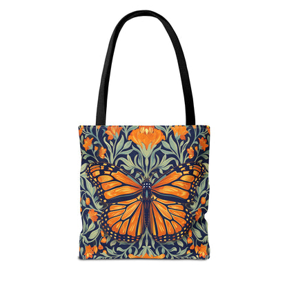 William Morris Inspired Monarch Butterfly Spring Tote Bag, Eco-Friendly Carryall