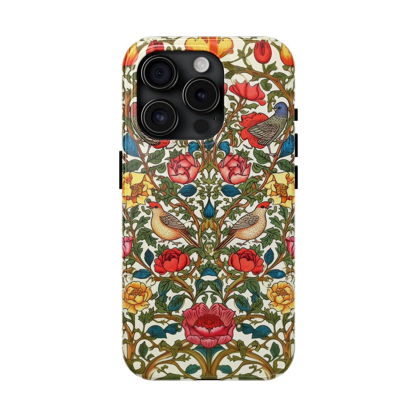 Vintage Pattern Rose And Bird in The Style of William Morris iPhone Tough Case