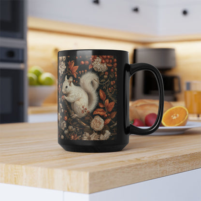 Mug Woodland Squirrel Art Nouveau William Morris Inspired Fall Autumn Black Coffee 11oz 15oz, Gift for Nature Lover, Kitchen Decor, Unique