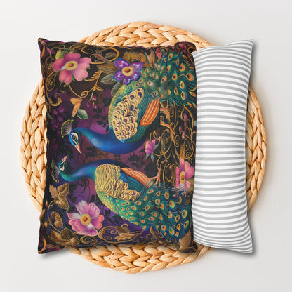 Pillowcase Peacocks Pink Florals Victorian Ornate Decorative, William Morris Inspired Home Decor