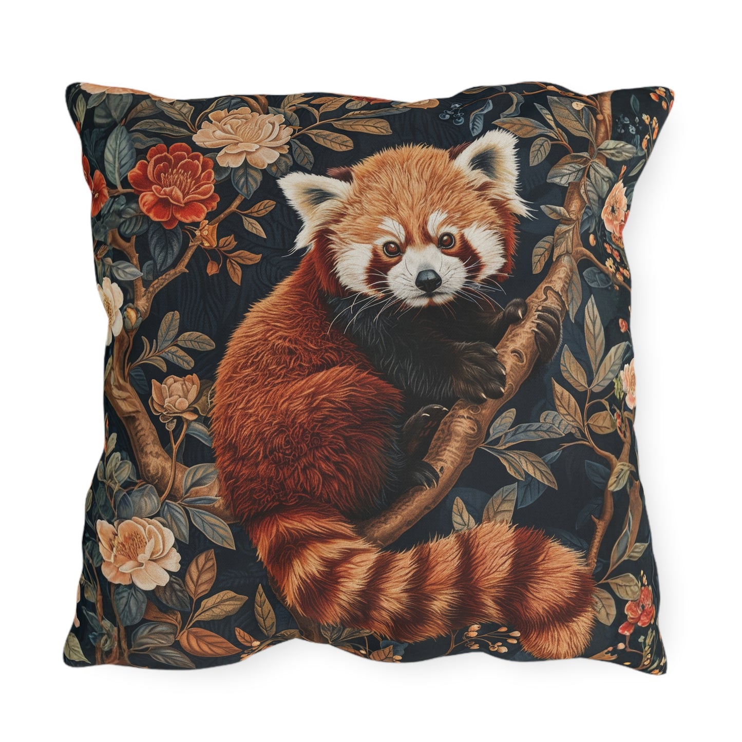 Red Panda Outdoor Pillow, Woodland Animal Throw Pillow, Botanical Cushion, Cute Wildlife Decor, Forest Accent Pillow, Nature Lover Gift, Rustic Cabin Pillow
