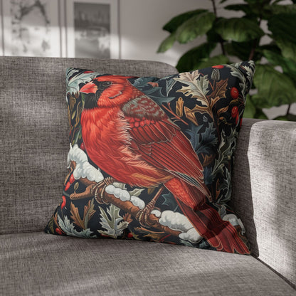 Red Cardinal Among Winter Florals Decorative Pillowcase