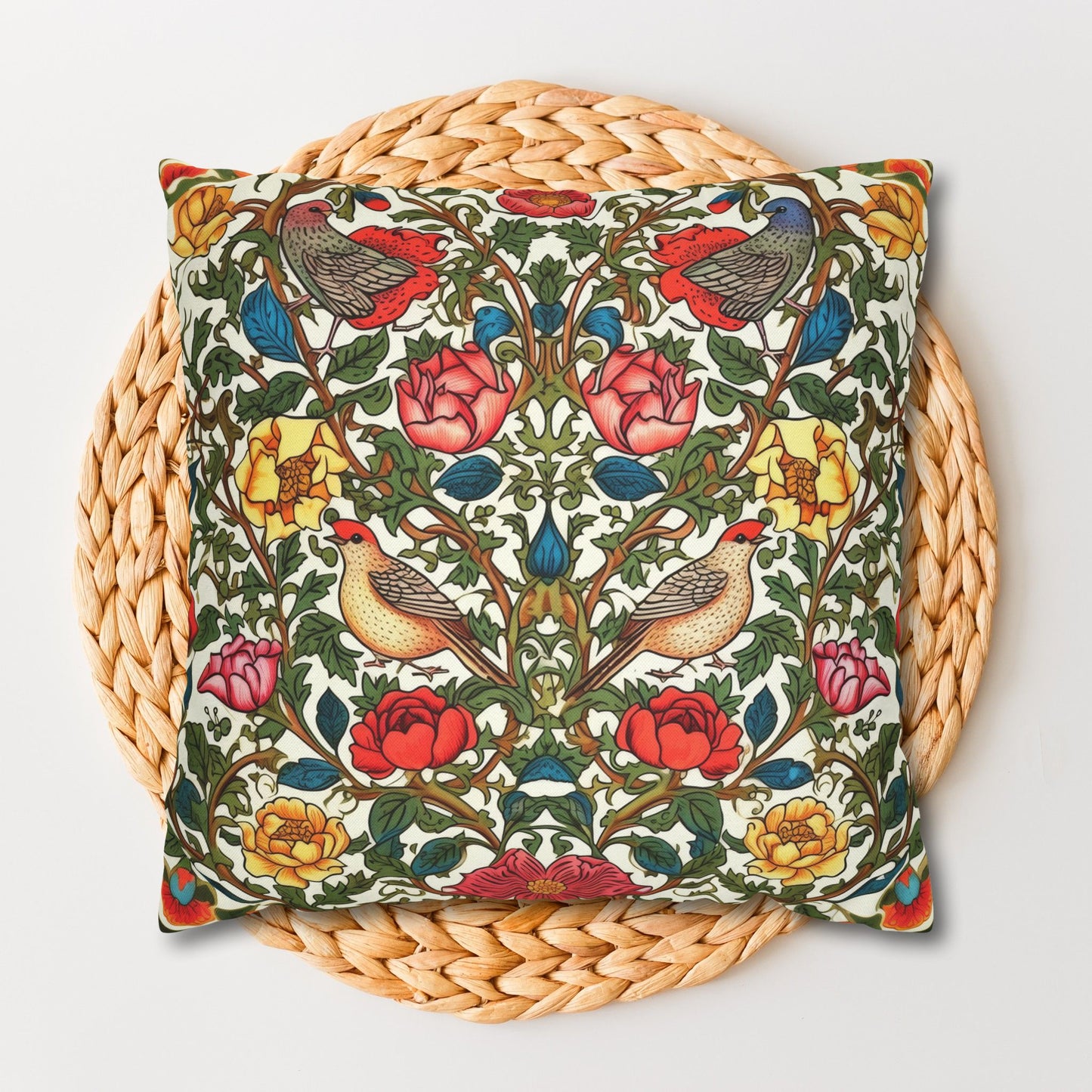 Vintage Pattern Rose And Bird Pillowcase