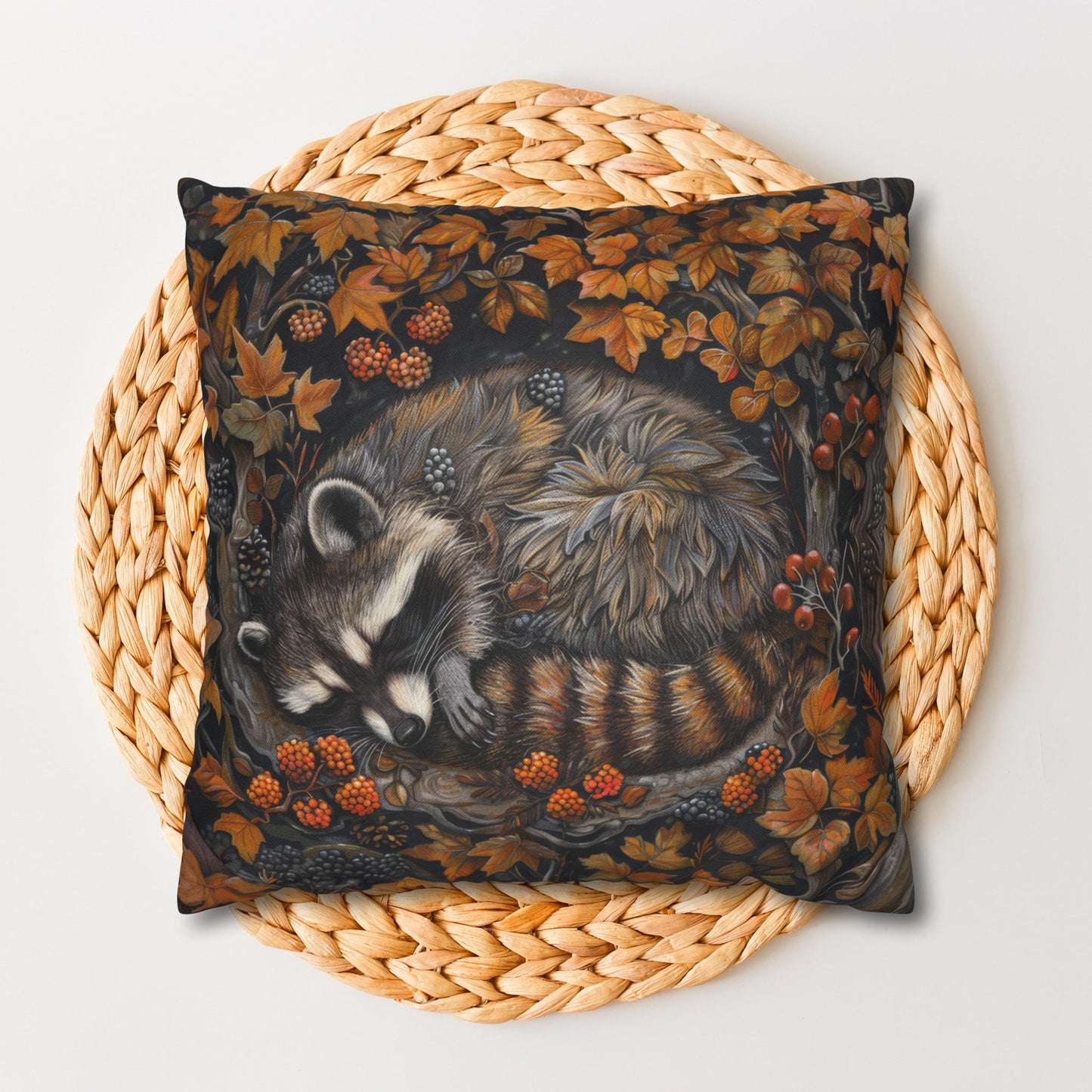 Woodland Sleeping Raccoon Pillowcase: William Morris Fall Decor