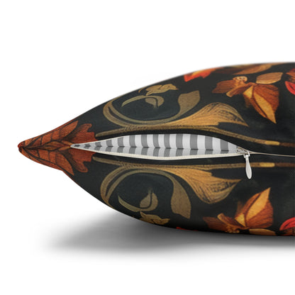 Thanksgiving Turkey Pillowcase, Rustic Harvest Cushion with Autumn Leaves, Farmhouse Fall Home Décor