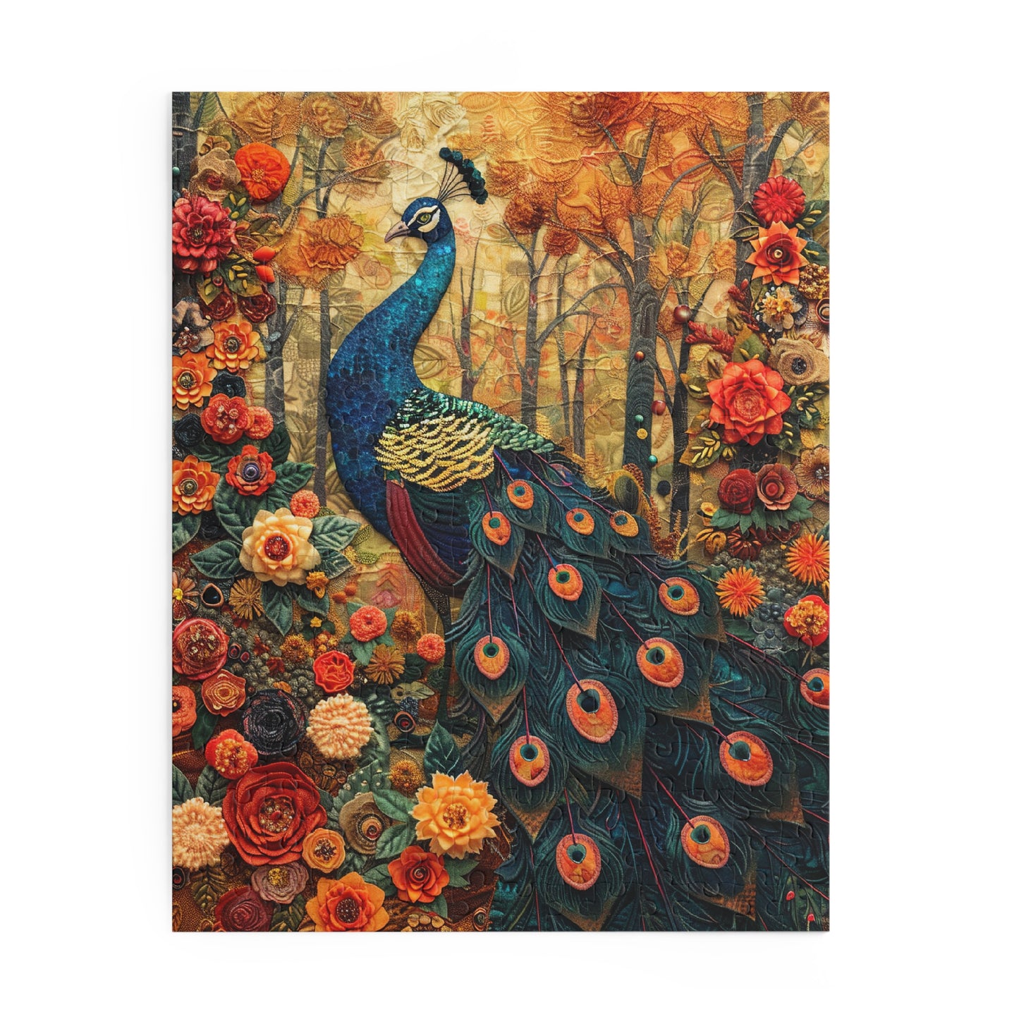 Art Deco Peacock Puzzle Box (120, 252, 500-Piece) Family Jigsaw Puzzle, Puzzle Box Gift For Her