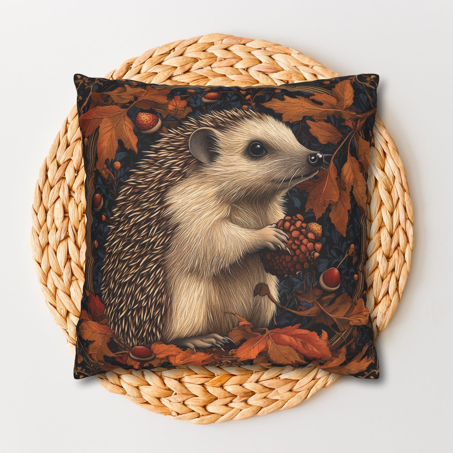 Hedgehog Acorns And Fallen Leaves Pillowcase