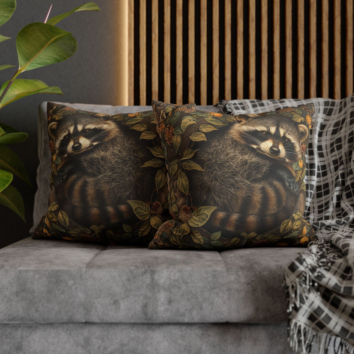 William Morris Inspired Raccoon Ancient Pillowcase