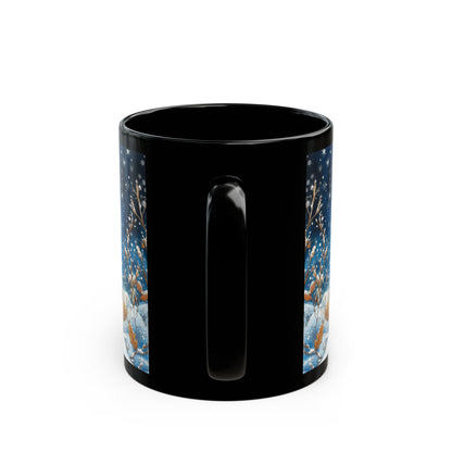 Blue Scarf Starry Winter Night Black Coffee Mug 11oz, 15 oz