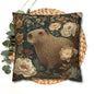 Capybara Botanical Pillowcase, William Morris Style Vintage Floral Animal Cushion