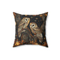 Enchanted Forest Owl Pillow, Decorative Fall Square Pillow, Home Accent, William Morris Inspired