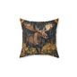 William Morris Inspired Rustic Moose Sunflower Pillow, Nature Lover Gift, Cabin Decor, Wildlife Home Accent, Cozy Living Room