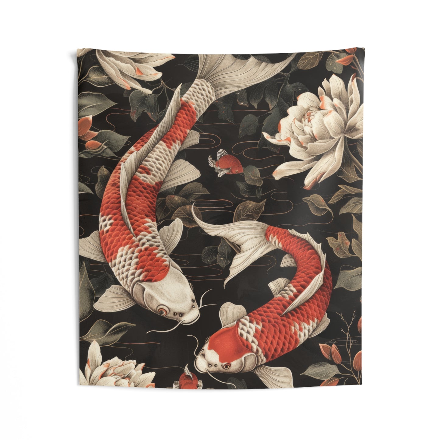 Tapestry of Japanese Koi Fish | William Morris Medieval Style Wall Art | Cottagecore Hanging and Home Decor