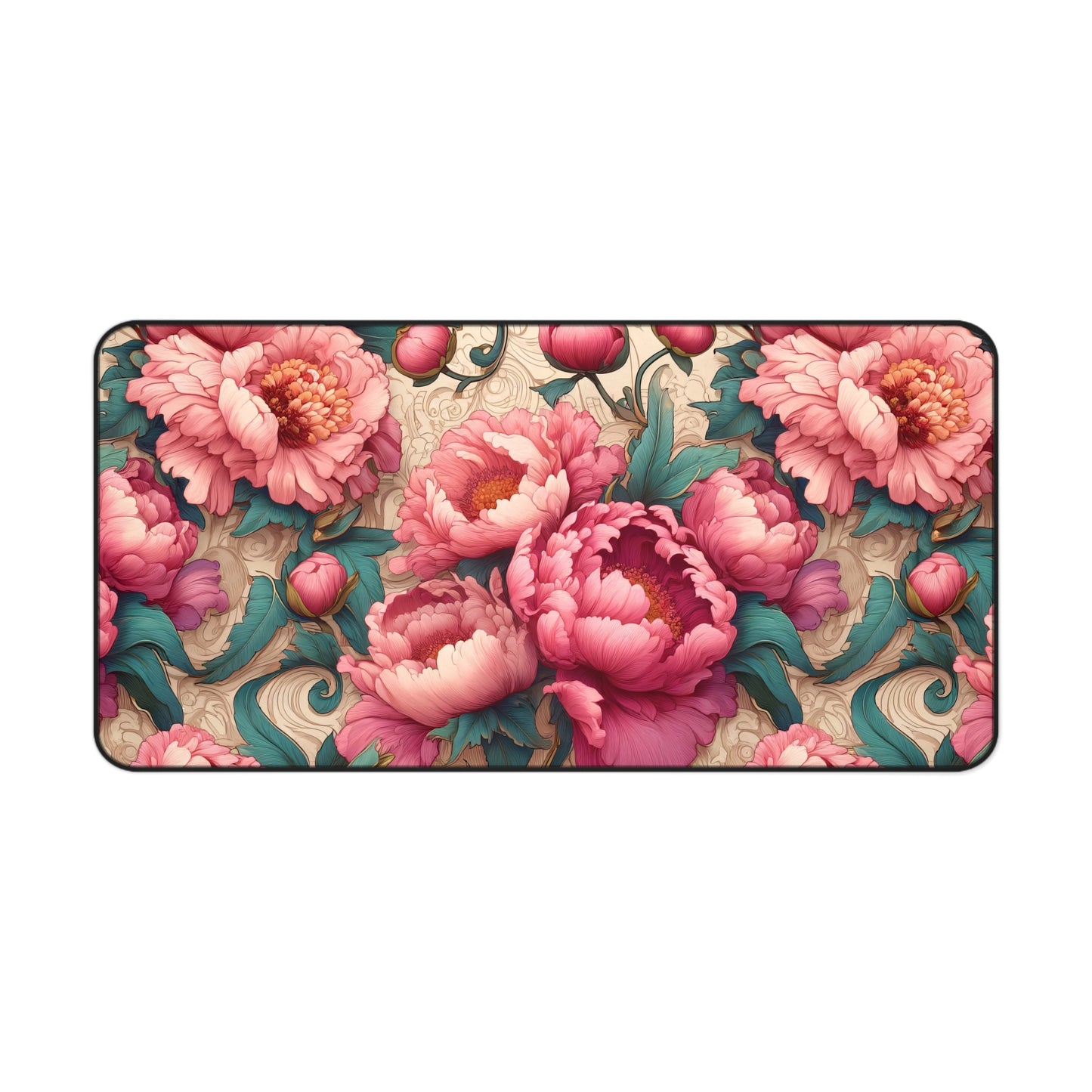 William Morris Inspired Pink Peony Desk Mat, Office Decor Gift Desk Mats