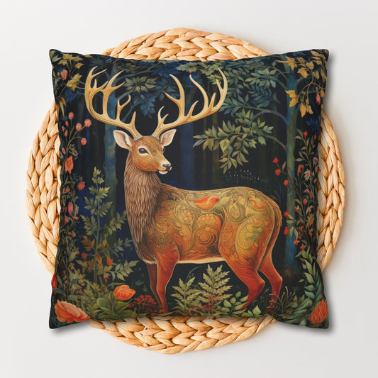 Pillowcase Whimsical Vintage Forest Deer William Morris-Inspired Botanical Woodland Home Decor