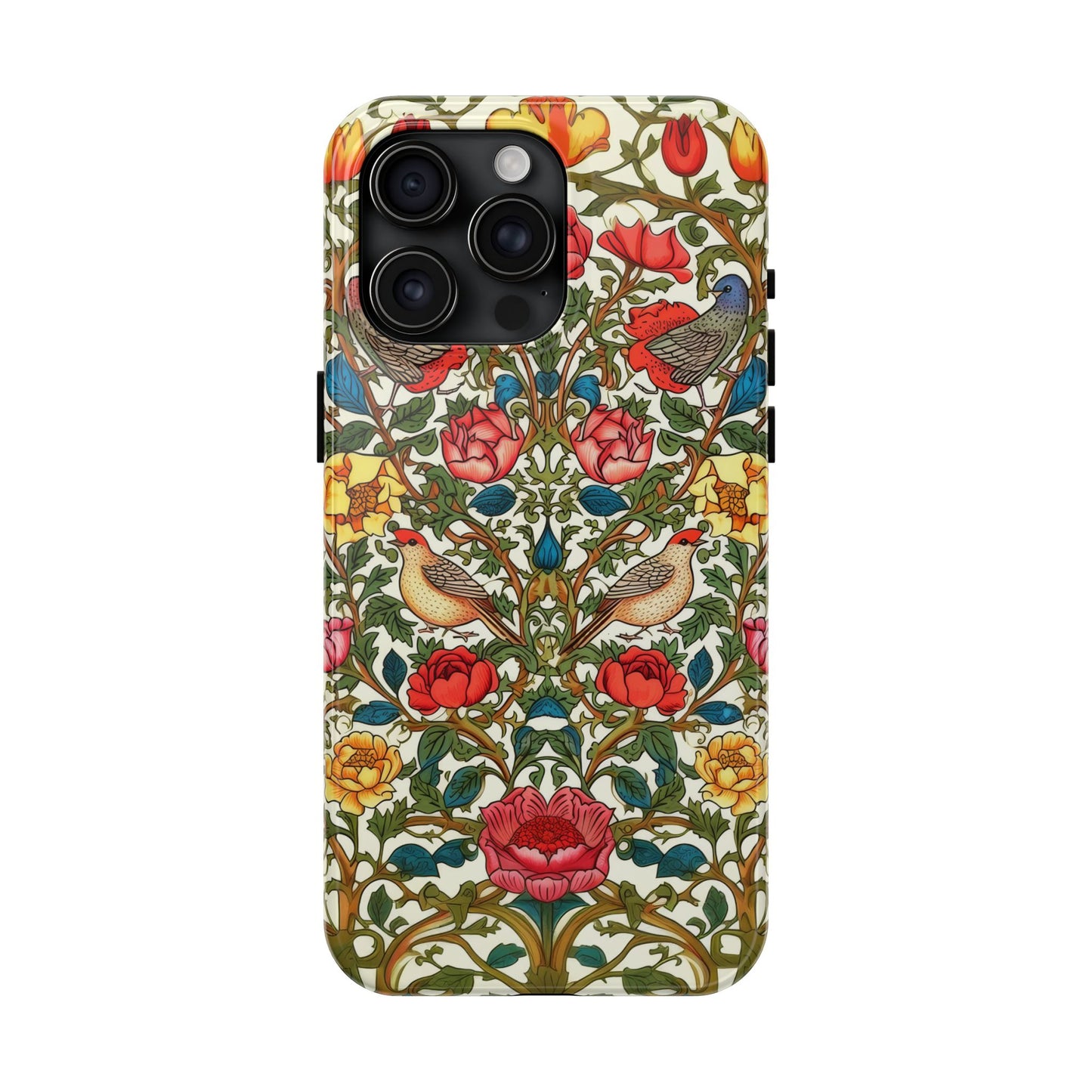 Vintage Pattern Rose And Bird in The Style of William Morris iPhone Tough Case