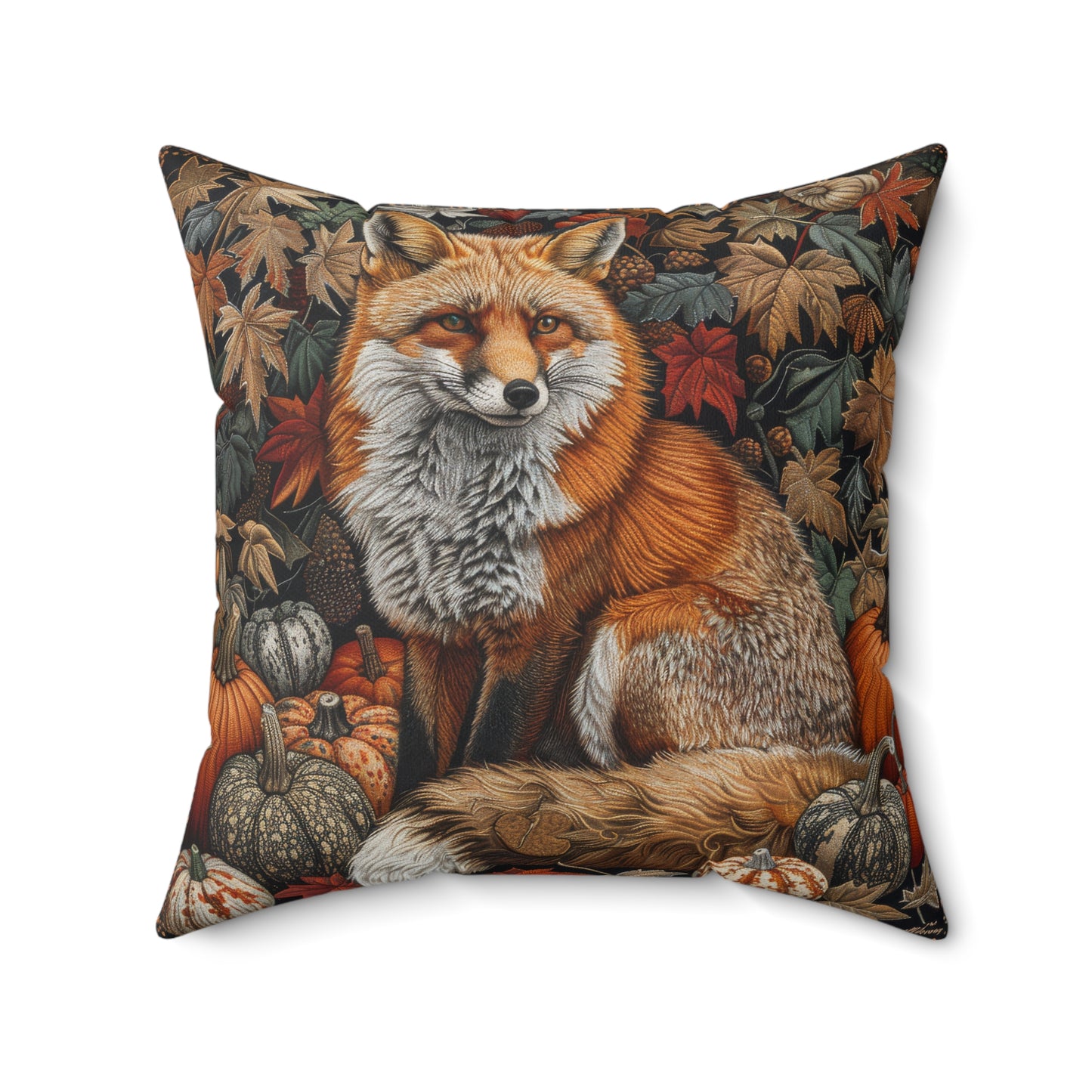 William Inspired Woodland Fox Pumpkins Patch Decorative Squrae Pillow