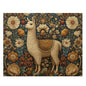 Golden Llama Floral Puzzle, William Morris Style Botanical Jigsaw for Family