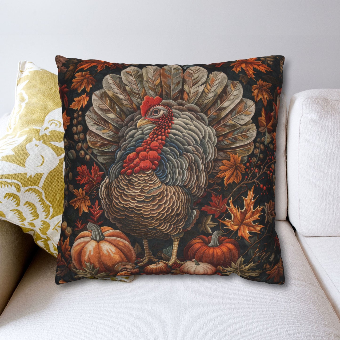Thanksgiving Turkey Pillowcase: William Morris Inspired Fall Decor