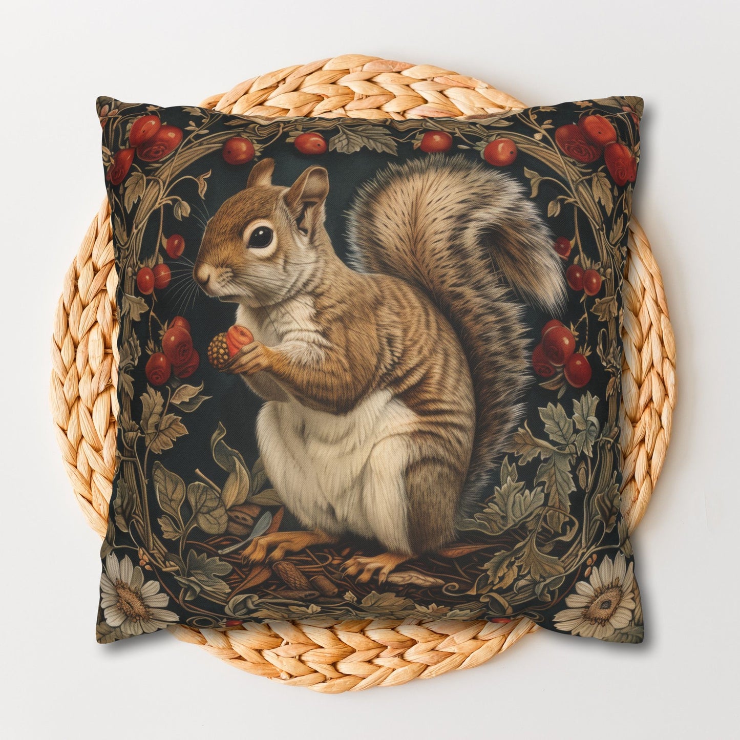 Botanical Squirrel Throw Pillowcase