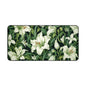 William Morris Inspired White Lily Desk Mat 2 Sizes | Green Home Decor Gift Desk Mats