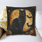 Art Deco Full Moon Black Cat Halloween Home Decor Pillowcase