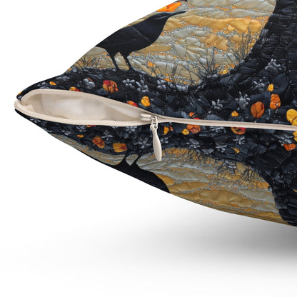 Autumn Crow Tree Throw Pillow, Fall Decorative Square Pillow