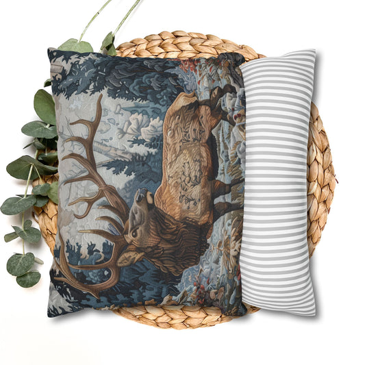 Art Nouveau Elk Frosted Pines Winter Blooms Pillowcase William Morris Inspired