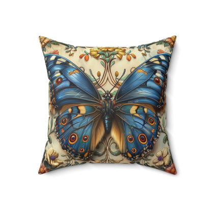 Blue Butterfly Decorative Pillow - Nature-Inspired Home Accent