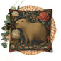 Capybara Vintage Floral Garden Pillowcase, William Morris Style Animal Cushion Pillowcase