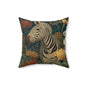 Zebra Botanical Decorative Pillow, William Morris Style Botanical Animal Cushion for Elegant Home Décor