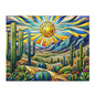Cactus Dessert Scene Stained Glass Jigsaw Puzzle Box (120, 252, 500-Piece) Adult Jigsaw Puzzle, Gift Him Her
