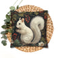 White Squirrel Decorative Pillowcase, Woodland Floral Accent