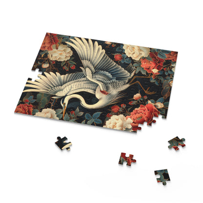 Flying Heron Vietnamese Art Style Jigsaw Puzzle (120, 252, 500-Piece) Family Jigsaw Puzzle, Puzzle Box Gift